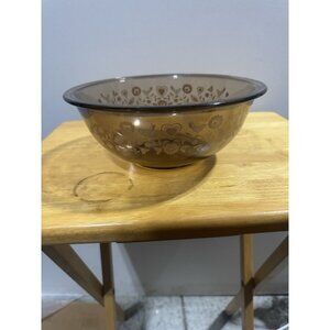 VTG Pyrex 325 Festive Harvest  Glass Mixing Bowl 2.5L Smoky Brown Birds Hearts